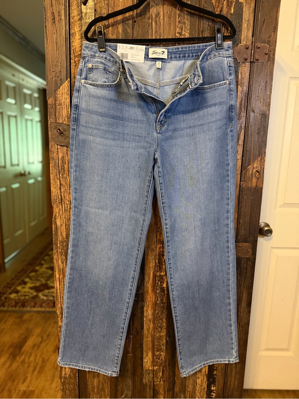 NWT Seven7 Jeans Womens 10 High Rise Loose Straight Leg Authentic Blue
